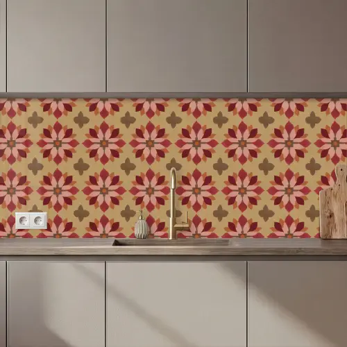 Bloemen - Retro - Groen keuken achterwand 2 middel 871 zz_3dshopping