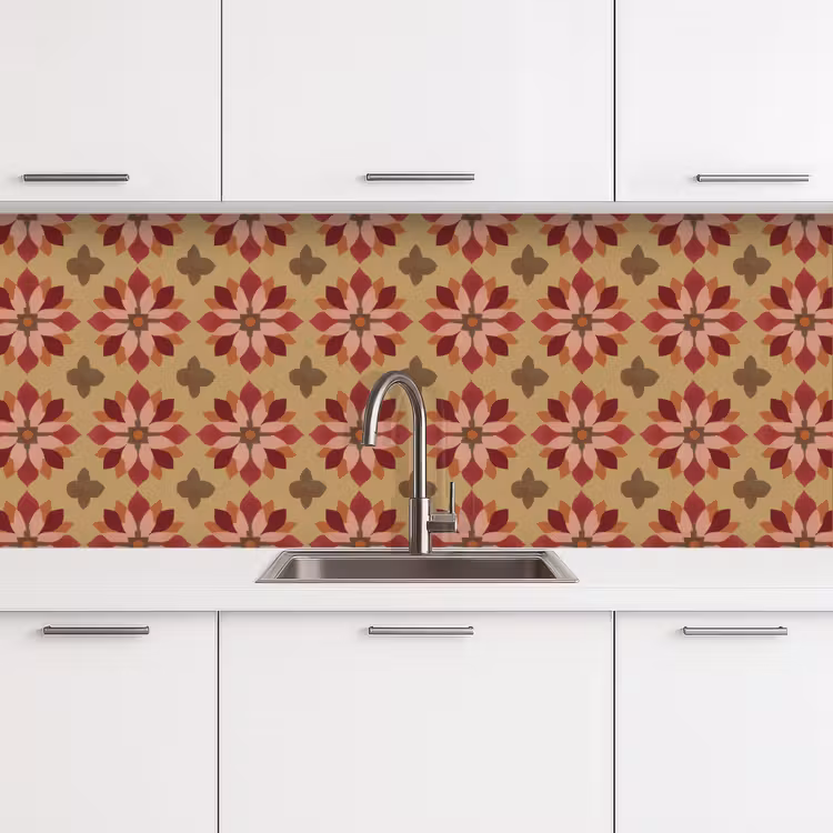 Bloemen - Retro - Groen keuken achterwand 2 middel 871 -3d