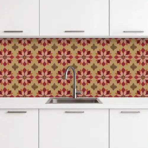 Bloemen - Retro - Groen keuken achterwand 2 middel 871 -3d