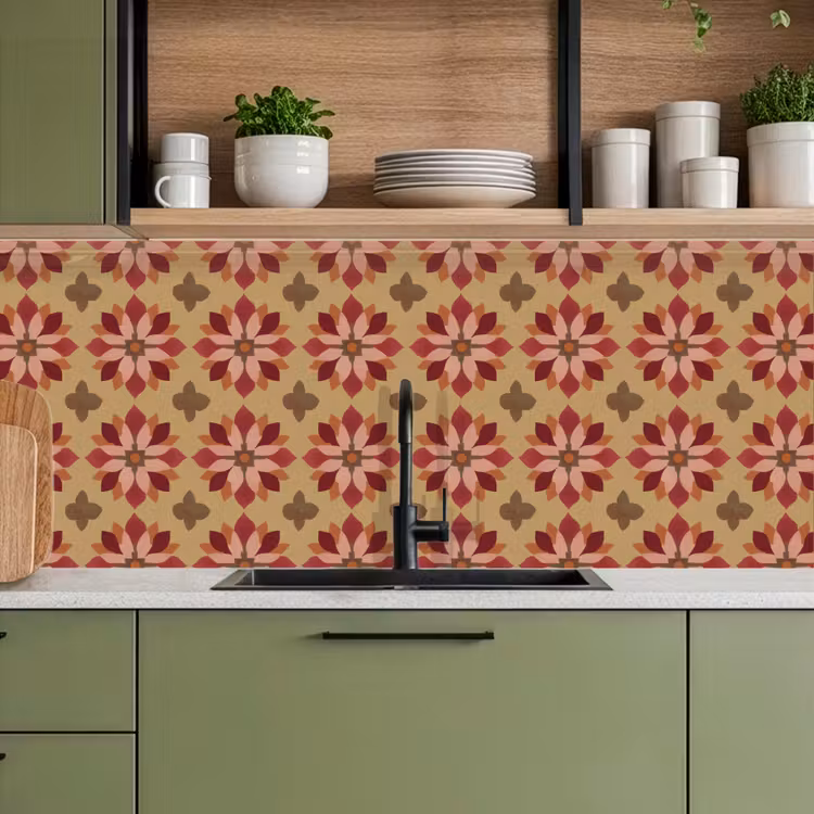 Bloemen - Retro - Groen keuken achterwand 2 middel 871 -sfeer3