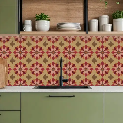 Bloemen - Retro - Groen keuken achterwand 2 middel 871 -sfeer3