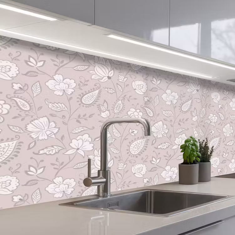 Bloemen - Getekend - Lavendel keuken achterwand 2 middel 871 -3d_schuin