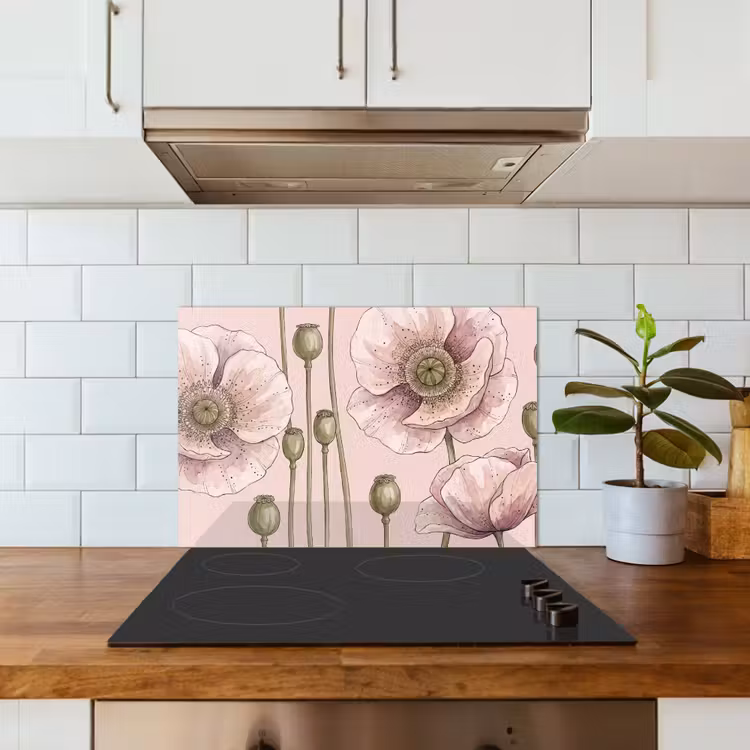 Bloemen - Zomer - Natuur - Aquarel - Roze keuken achterwand spatscherm klein -sfeer2