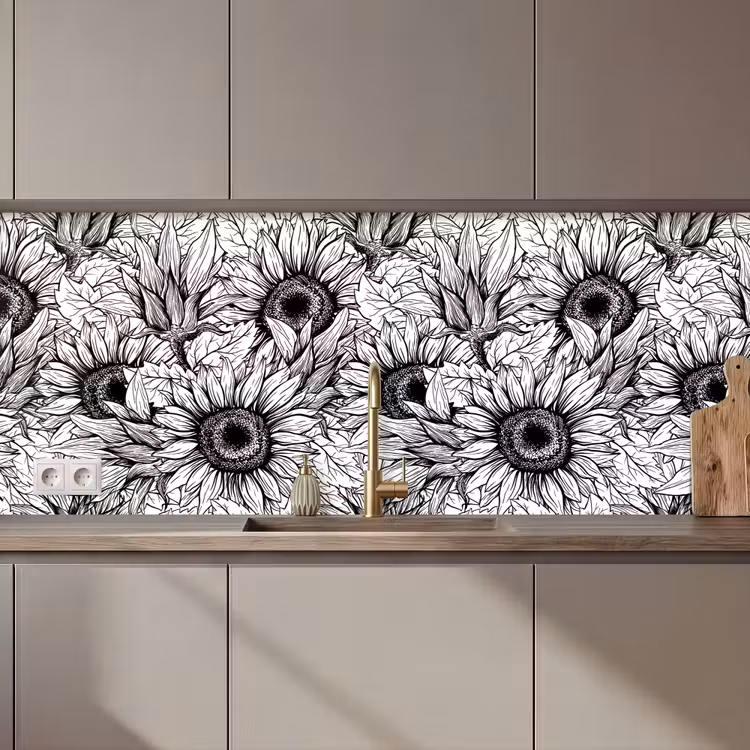 Bloemen - Zonnebloem - Patroon keuken achterwand 2 middel 871 zz_3dshopping