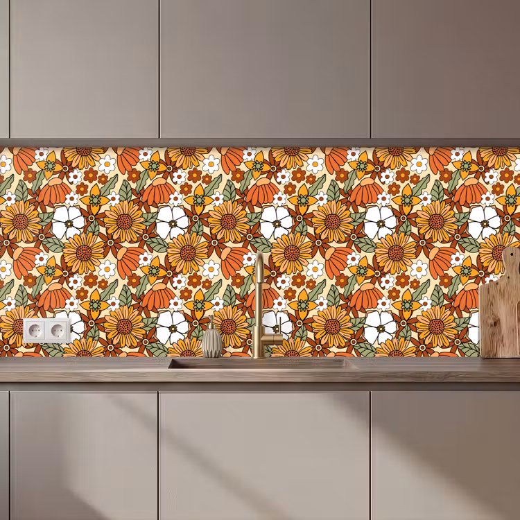 Bloemen - Vintage - Patronen keuken achterwand 2 middel 871 zz_3dshopping