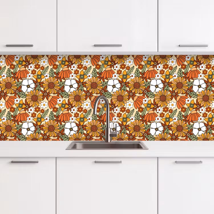 Bloemen - Vintage - Patronen keuken achterwand 2 middel 871 -3d