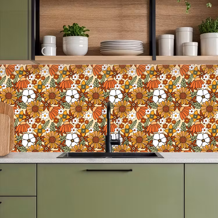 Bloemen - Vintage - Patronen keuken achterwand 2 middel 871 -sfeer3