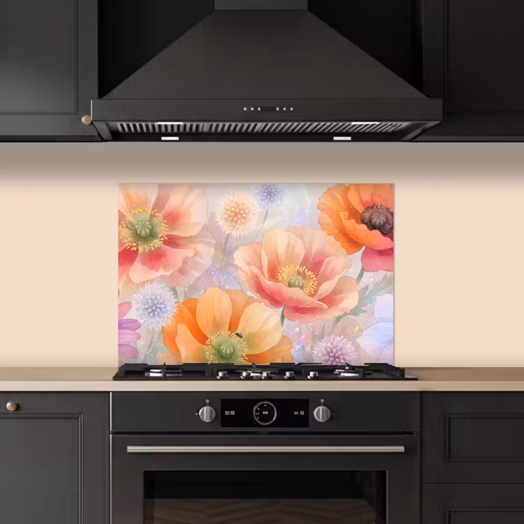 Bloemen - Aquarel - Natuur - Modern - Kleurrijk keuken achterwand spatscherm klein -sfeer1