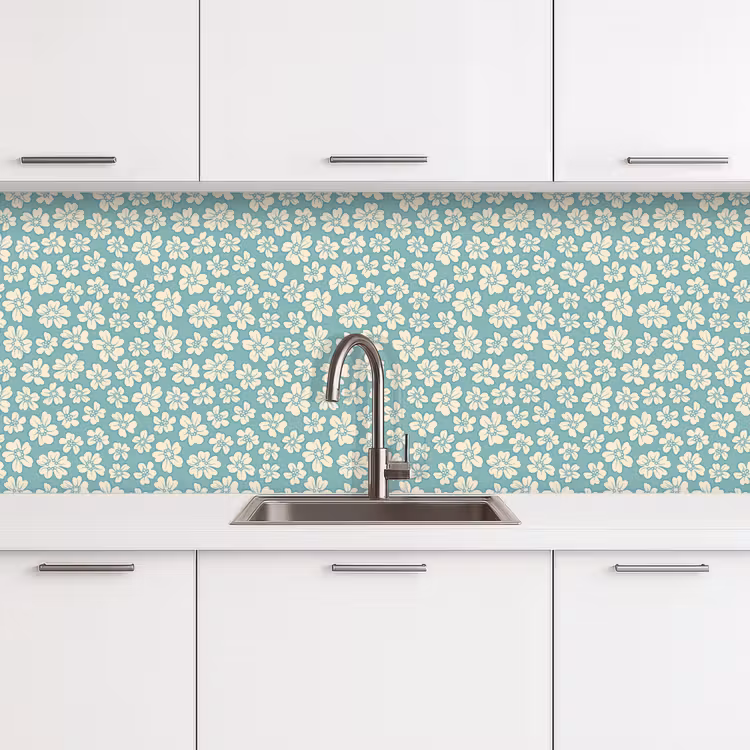 Bloemen - Wit - Vintage - Patronen keuken achterwand 2 middel 871 -3d