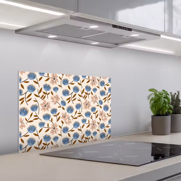 Bloemen - Wild - Blauw keuken achterwand 2 middel 871 -3d