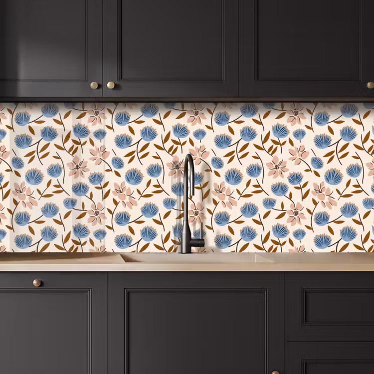 Bloemen - Wild - Blauw keuken achterwand 2 middel 871 -sfeer1