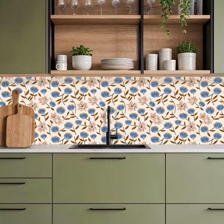 Bloemen - Wild - Blauw keuken achterwand 2 middel 871 -sfeer3