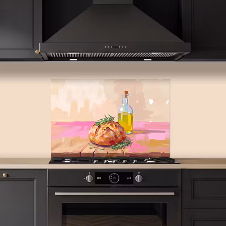 Eten - Brood - Olijfolie - Abstract - Keuken keuken achterwand spatscherm klein -sfeer1