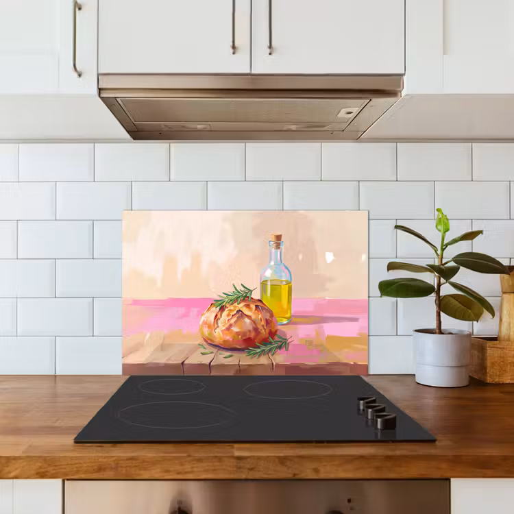 Eten - Brood - Olijfolie - Abstract - Keuken keuken achterwand spatscherm klein -sfeer2