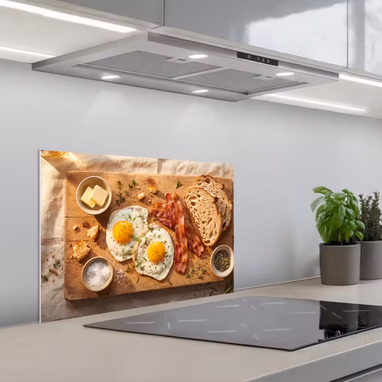 Eten - Ontbijt - Hout - Rustiek - Geel keuken achterwand spatscherm klein -3d_schuin