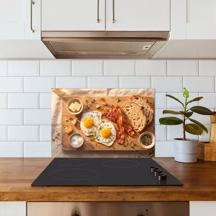 Eten - Ontbijt - Hout - Rustiek - Geel keuken achterwand spatscherm klein -sfeer2