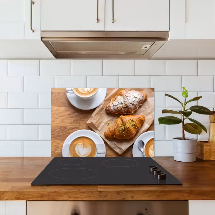 Eten - Croissant - Koffie - Ontbijt - Modern keuken achterwand spatscherm klein -sfeer2