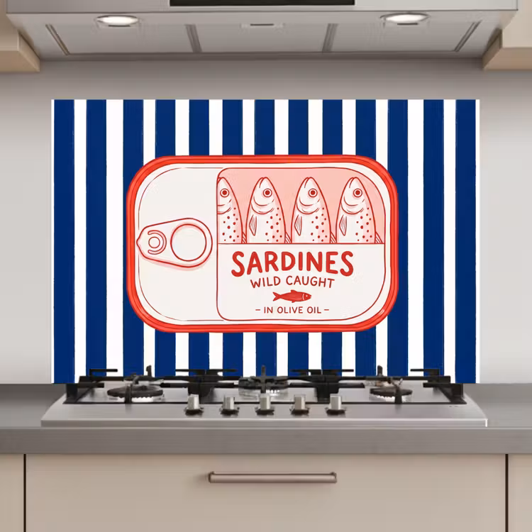 Eten - Vis - Blik - Illustratie - Rood keuken achterwand spatscherm klein -3d_website