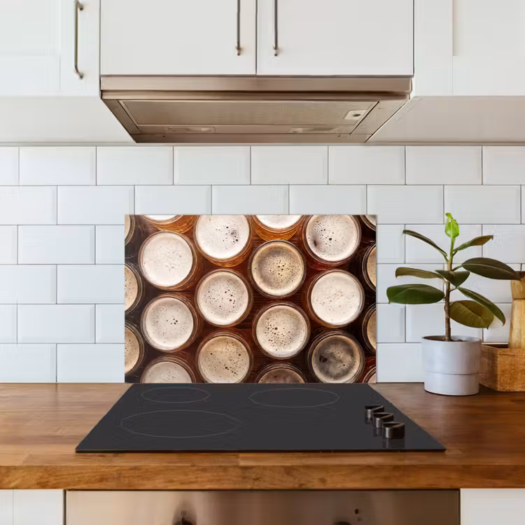 Eten - Glazen - Drank - Patroon - Bruin keuken achterwand spatscherm klein -sfeer2