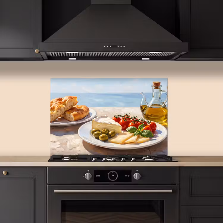 Eten - Middellandse Zee - Natuur - Geschilderd keuken achterwand spatscherm klein -sfeer1