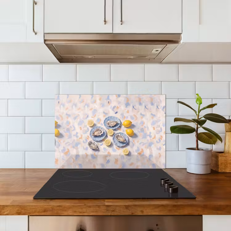 Eten - Oesters - Citroenen - Modern - Geel keuken achterwand spatscherm klein -sfeer2