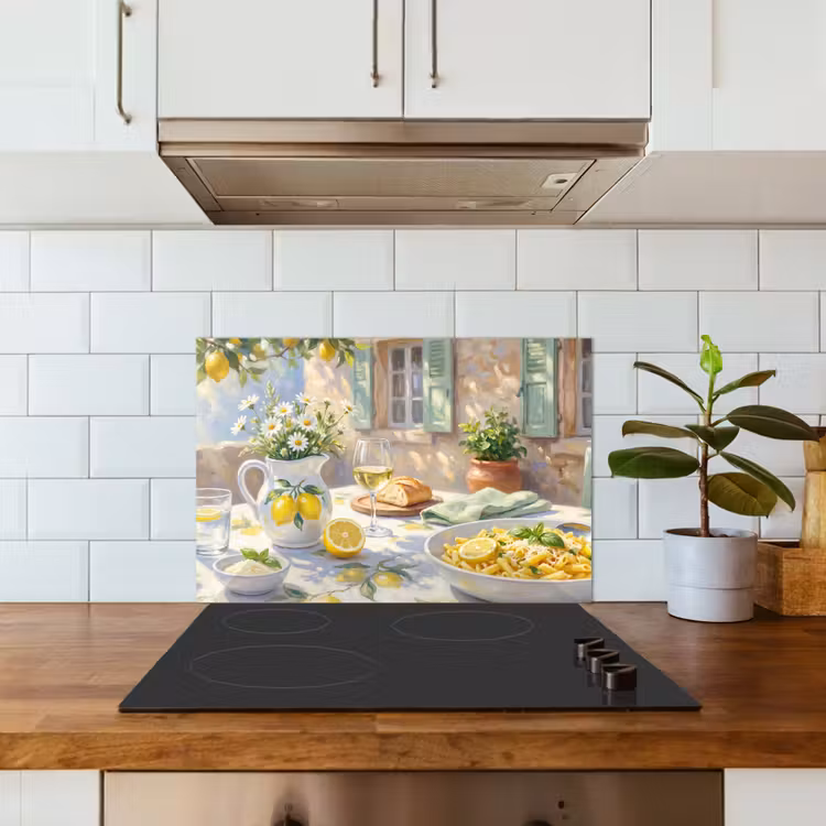 Eten - Terras - Zomer - Geschilderd - Geel keuken achterwand spatscherm klein -sfeer2