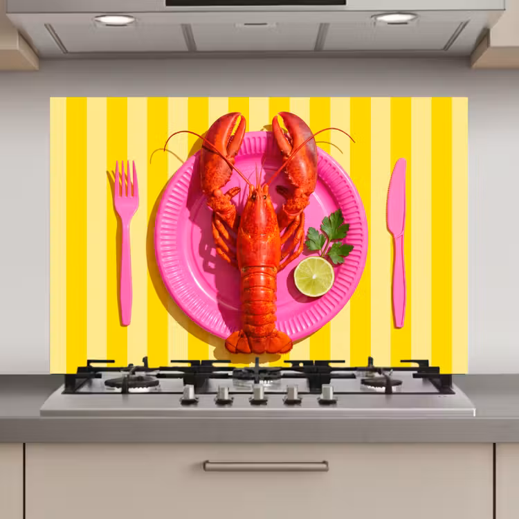 Eten - Roze - Geel - Modern - Culinaire keuken achterwand spatscherm klein -3d_website