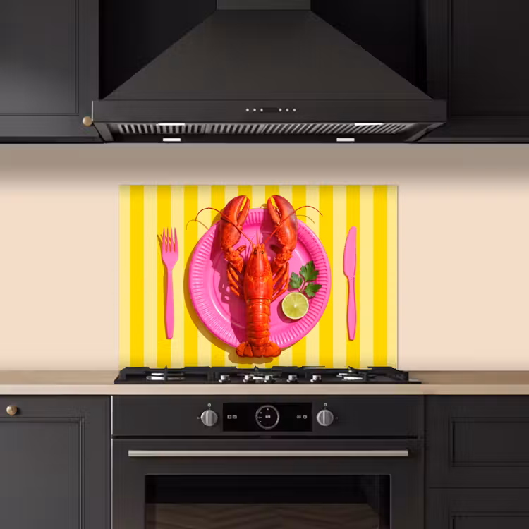 Eten - Roze - Geel - Modern - Culinaire keuken achterwand spatscherm klein -sfeer1
