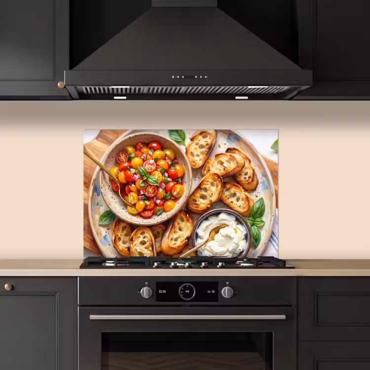 Eten - Tomaat - Brood - Kleurrijk - Keuken keuken achterwand spatscherm klein -sfeer1