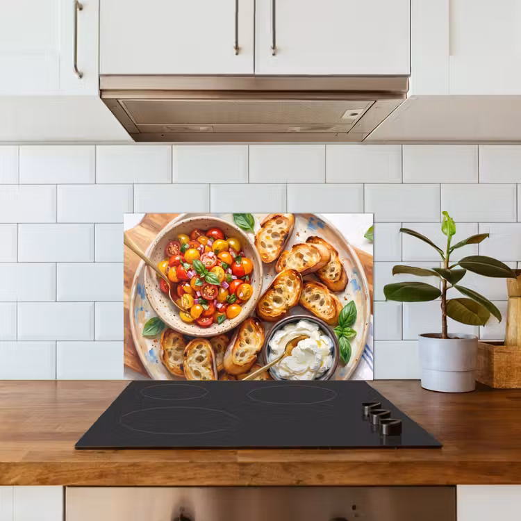Eten - Tomaat - Brood - Kleurrijk - Keuken keuken achterwand spatscherm klein -sfeer2