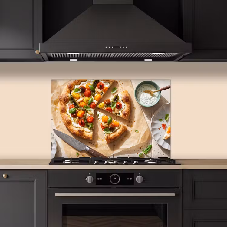 Eten - Tomaten - Basilicum - Maaltijd - Vers keuken achterwand spatscherm klein -sfeer1