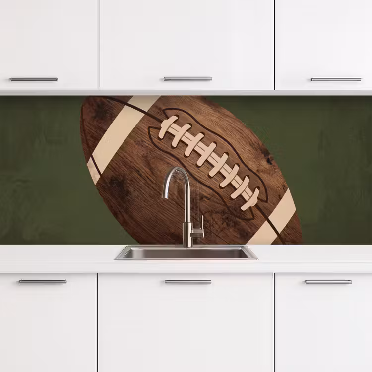 Football - Hout - Sport - Groen keuken achterwand 2 middel -3d