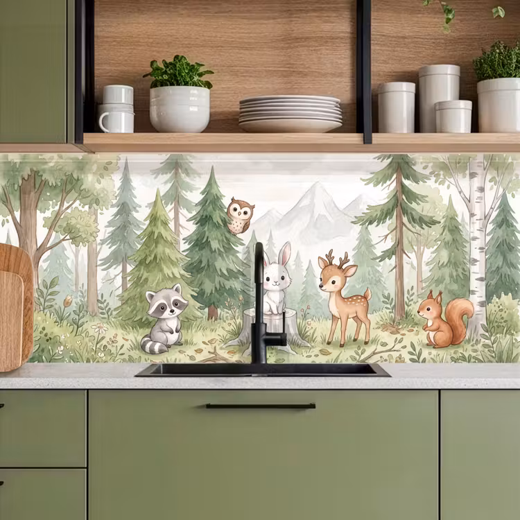 Bos - Dieren - Groen keuken achterwand 2 middel -sfeer3