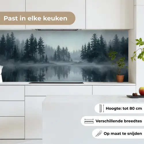 Bos - Meer - Mist - Natuur - Grijs keuken achterwand 2 middel -sfeer4_NL