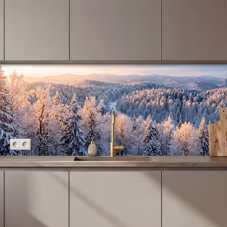Bos - Bergen - Goud - Winter - Warm keuken achterwand 2 middel zz_3dshopping