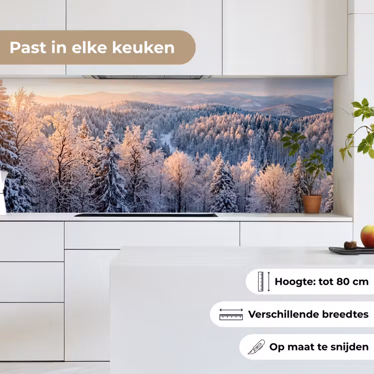 Bos - Bergen - Goud - Winter - Warm keuken achterwand 2 middel -sfeer4_NL