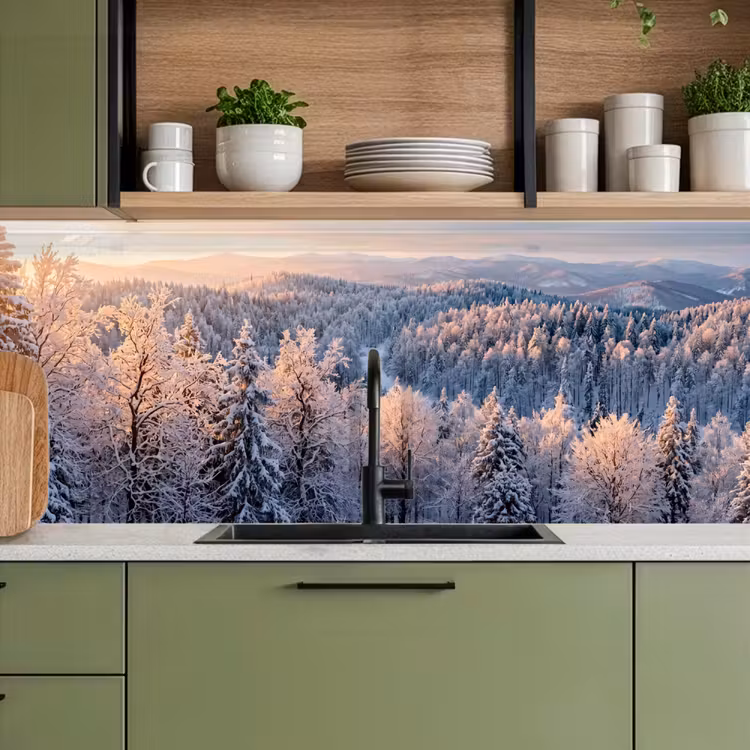 Bos - Bergen - Goud - Winter - Warm keuken achterwand 2 middel -sfeer3