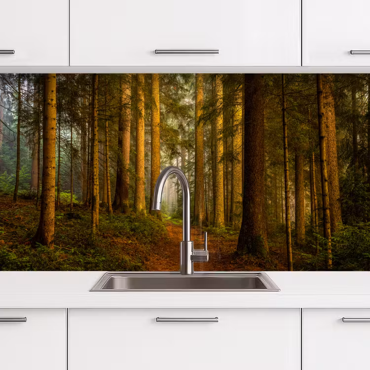 Bos - Natuur - Bomen - Landschap - Bladeren keuken achterwand sample klein -zzzz3d_schuin