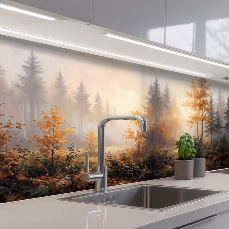 Bospad - Herfstbladeren - Natuur - Schilderachtig - Oranje keuken achterwand 2 middel -3d_schuin