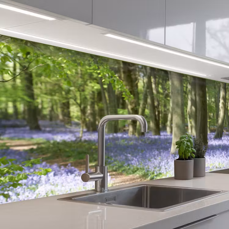 Bos - Pad - Bloemen - Paars - Groen - Natuur keuken achterwand sample klein -3d_EN