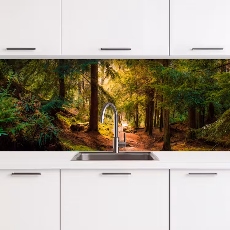 Bos - Pad - Bomen - Groen - Zon - Natuur keuken achterwand 2 middel -3d
