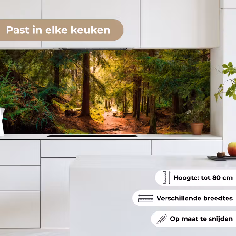 Bos - Pad - Bomen - Groen - Zon - Natuur keuken achterwand 2 middel -sfeer4_NL
