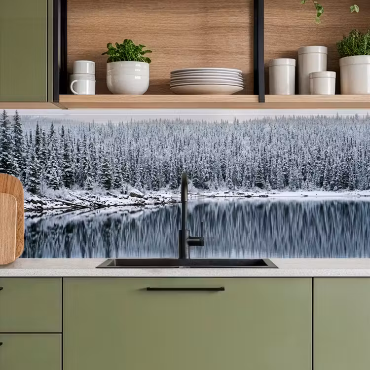 Bos - Reflectie - Meer - Winter - Serene keuken achterwand 2 middel -sfeer3