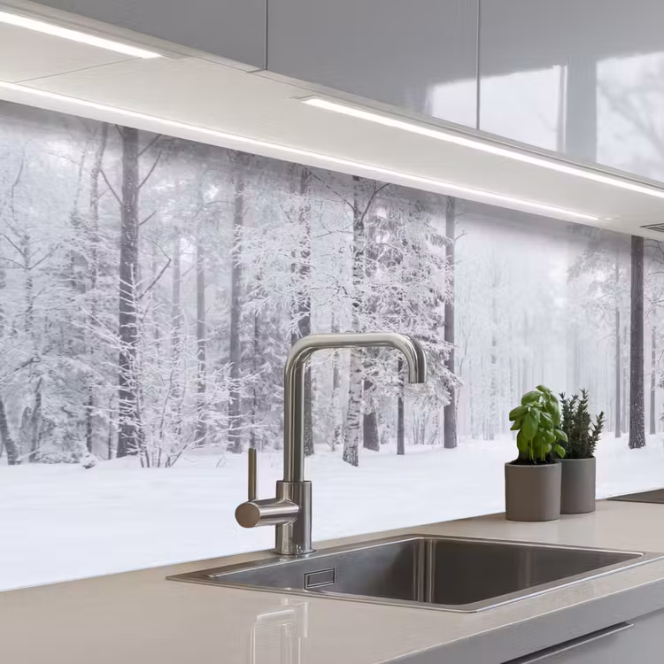 Bos - Sneeuw - Pad - Winter - Stilte keuken achterwand 2 middel -3d_schuin