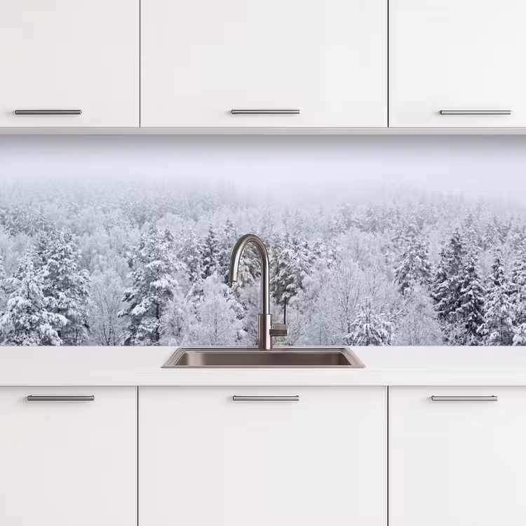 Bos - Sneeuw - Winter - Natuur - Wit keuken achterwand 2 middel -3d
