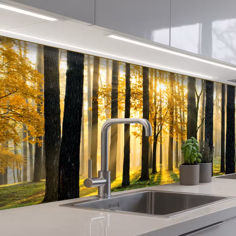 Bos - Zon - Bomen - Gras - Landschap  - Natuur keuken achterwand sample klein -3d_EN