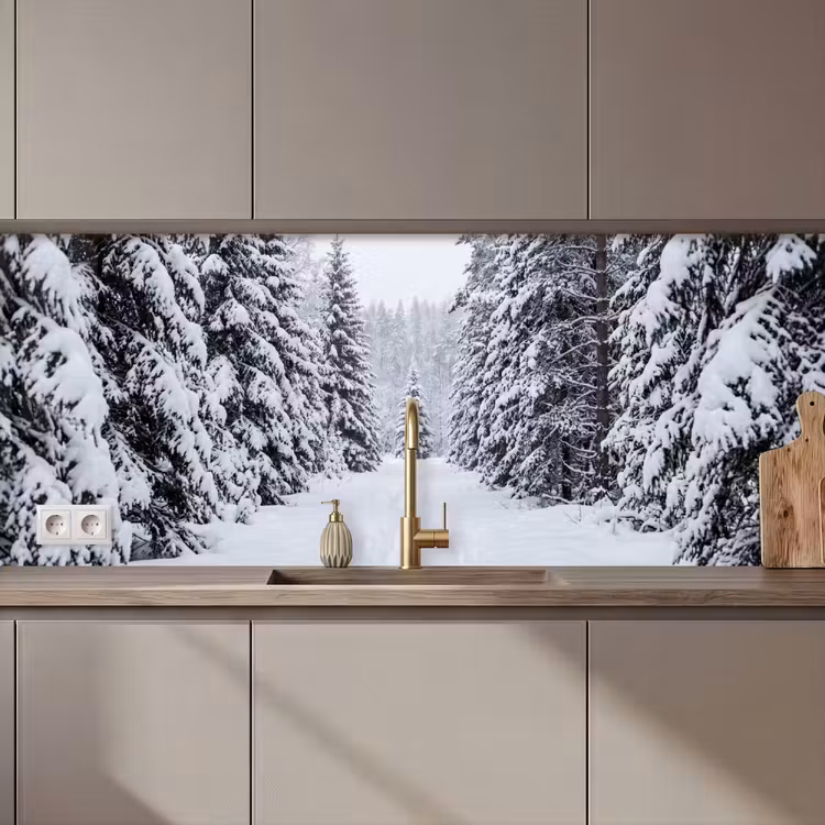 Bos - Winter - Sneeuw - Pad - Natuur keuken achterwand 2 middel zz_3dshopping