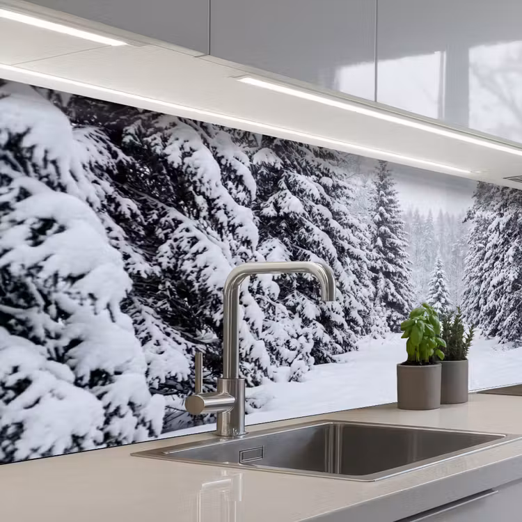 Bos - Winter - Sneeuw - Pad - Natuur keuken achterwand 2 middel -3d_schuin