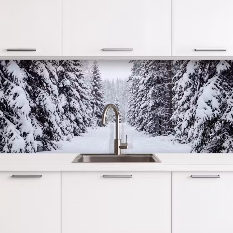 Bos - Winter - Sneeuw - Pad - Natuur keuken achterwand 2 middel -3d