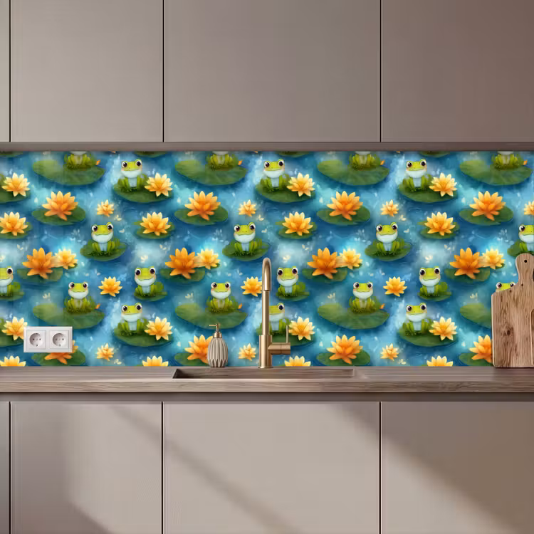 Kikker - Lelies - Groen keuken achterwand 2 middel 871 zz_3dshopping